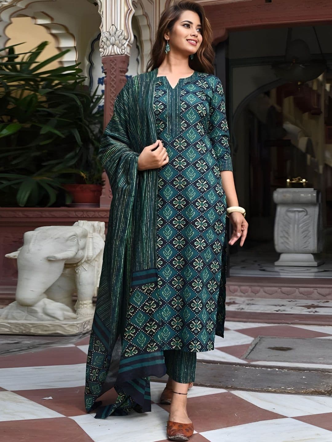 Moda Rapido Women Printed Regular Kurta with Trousers & With Dupatta - view 1