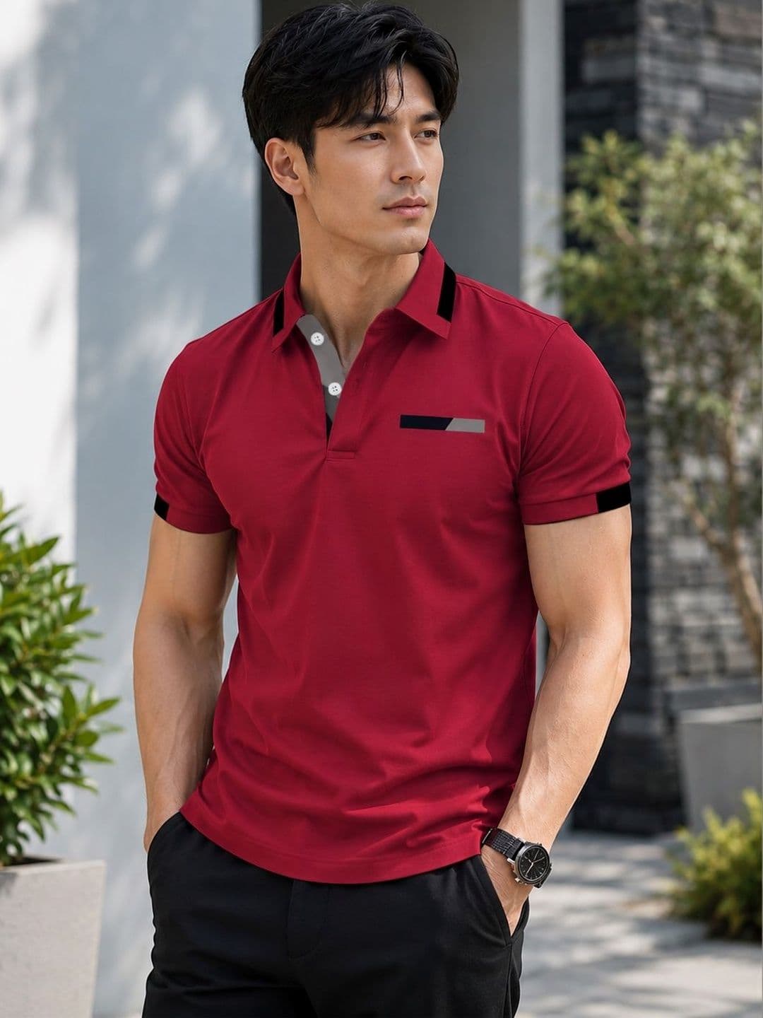 Moda Rapido Men Colourblocked Polo Collar Pockets T-shirt - view 1