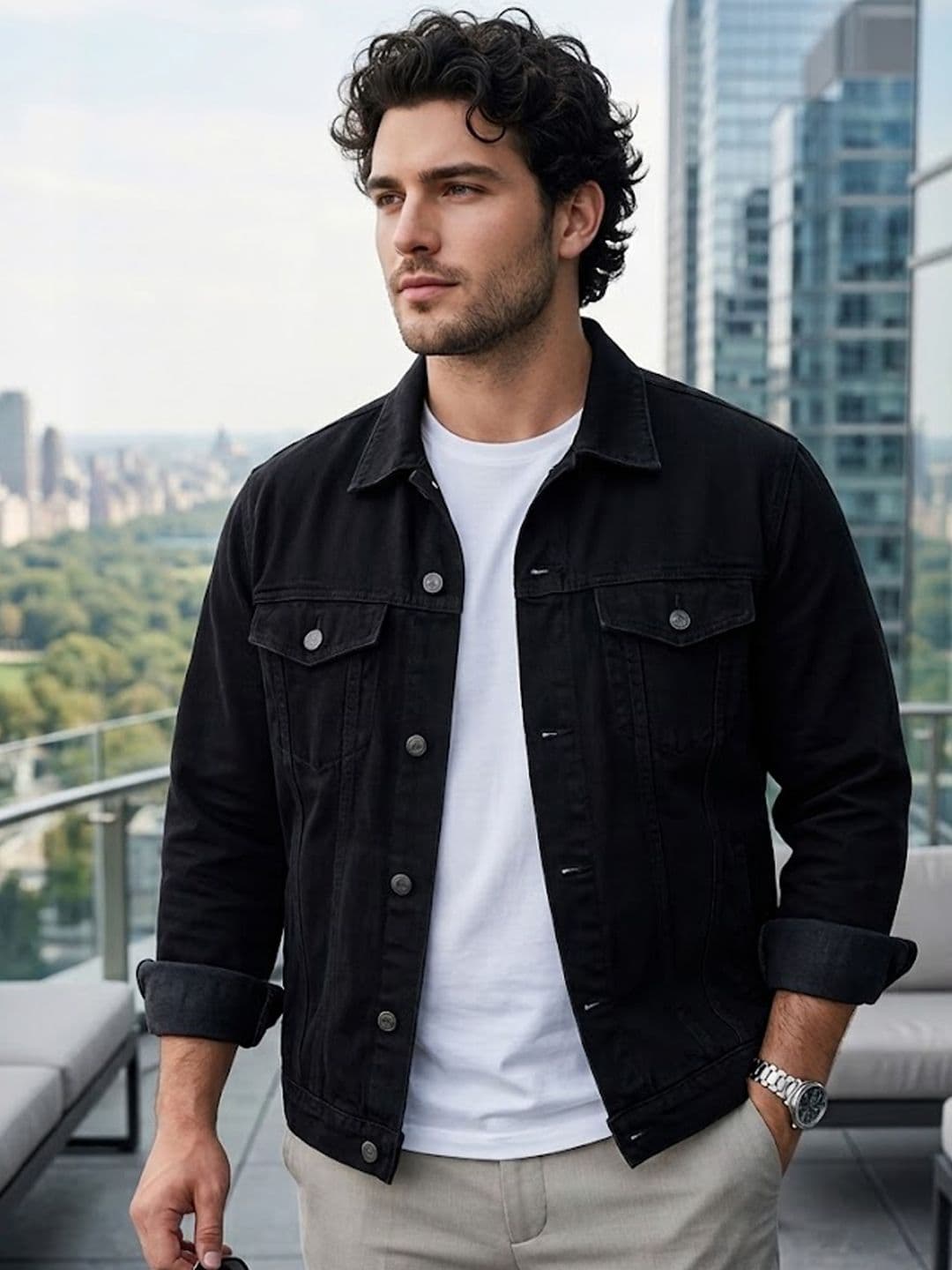 Urbano Plus Men Washed Regular Fit Denim Jacket - view 1
