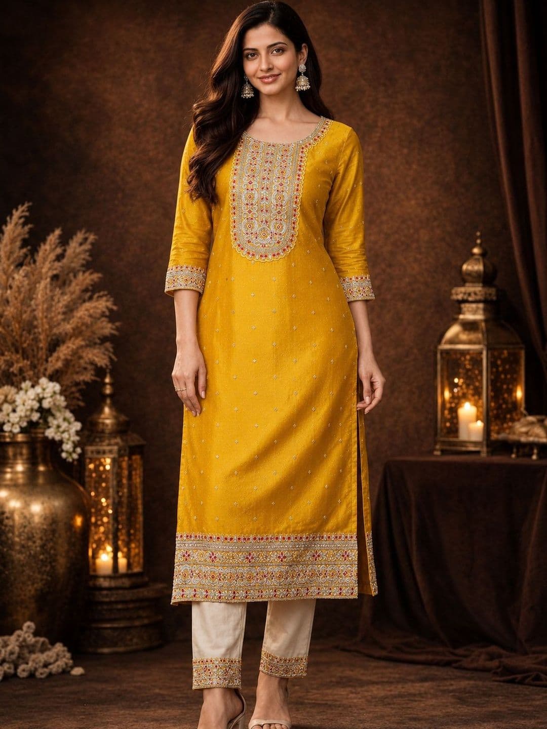 rarethread Women Ethnic Motifs Embroidered Thread Work Kurta - view 1