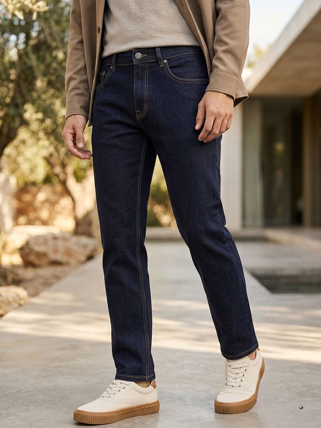 Urbano Fashion Men Navy Blue Slim Fit Mid-Rise Clean Look Stretchable Jeans - view 1
