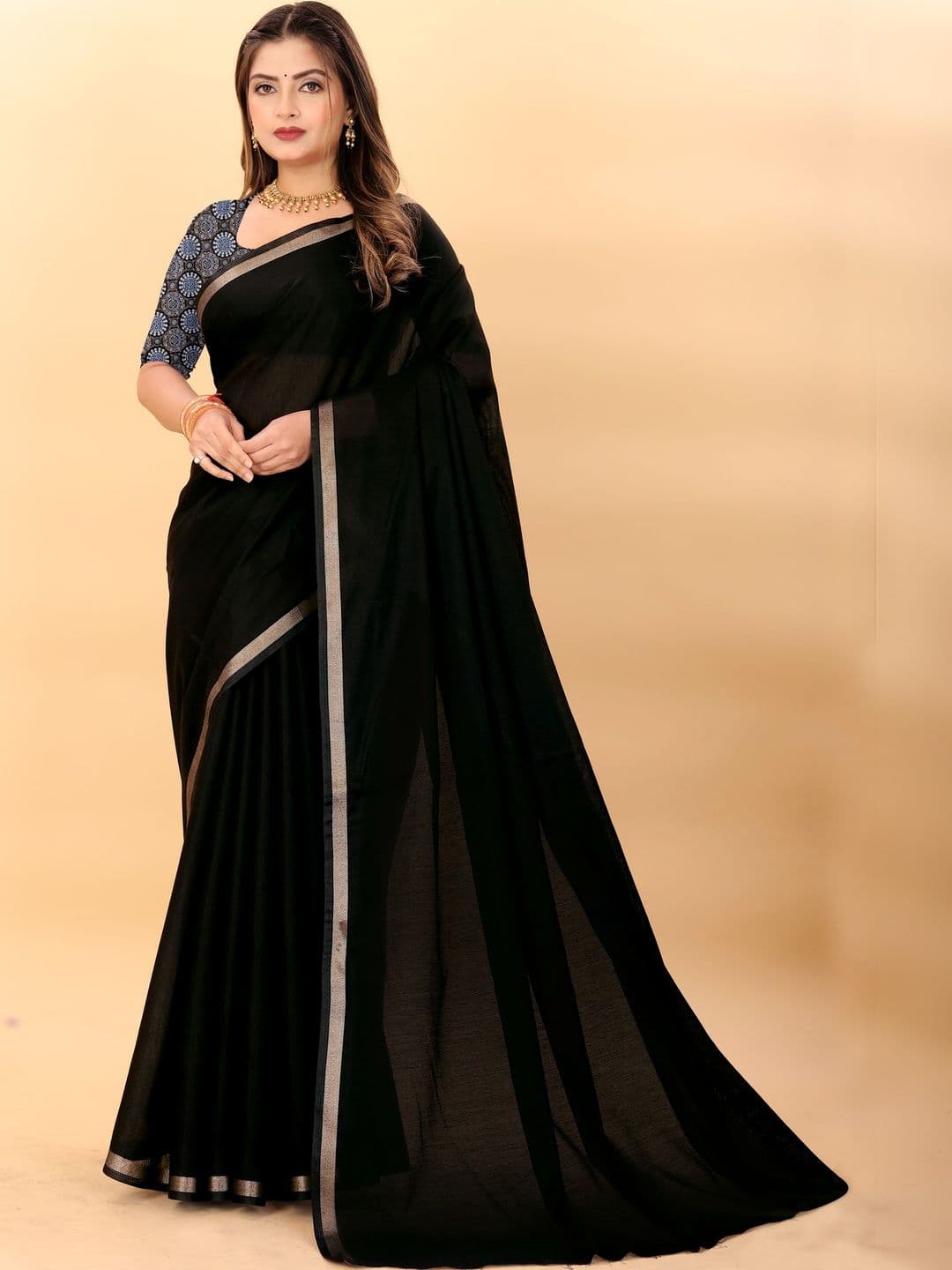 neevem creation Silk Cotton Saree - view 1