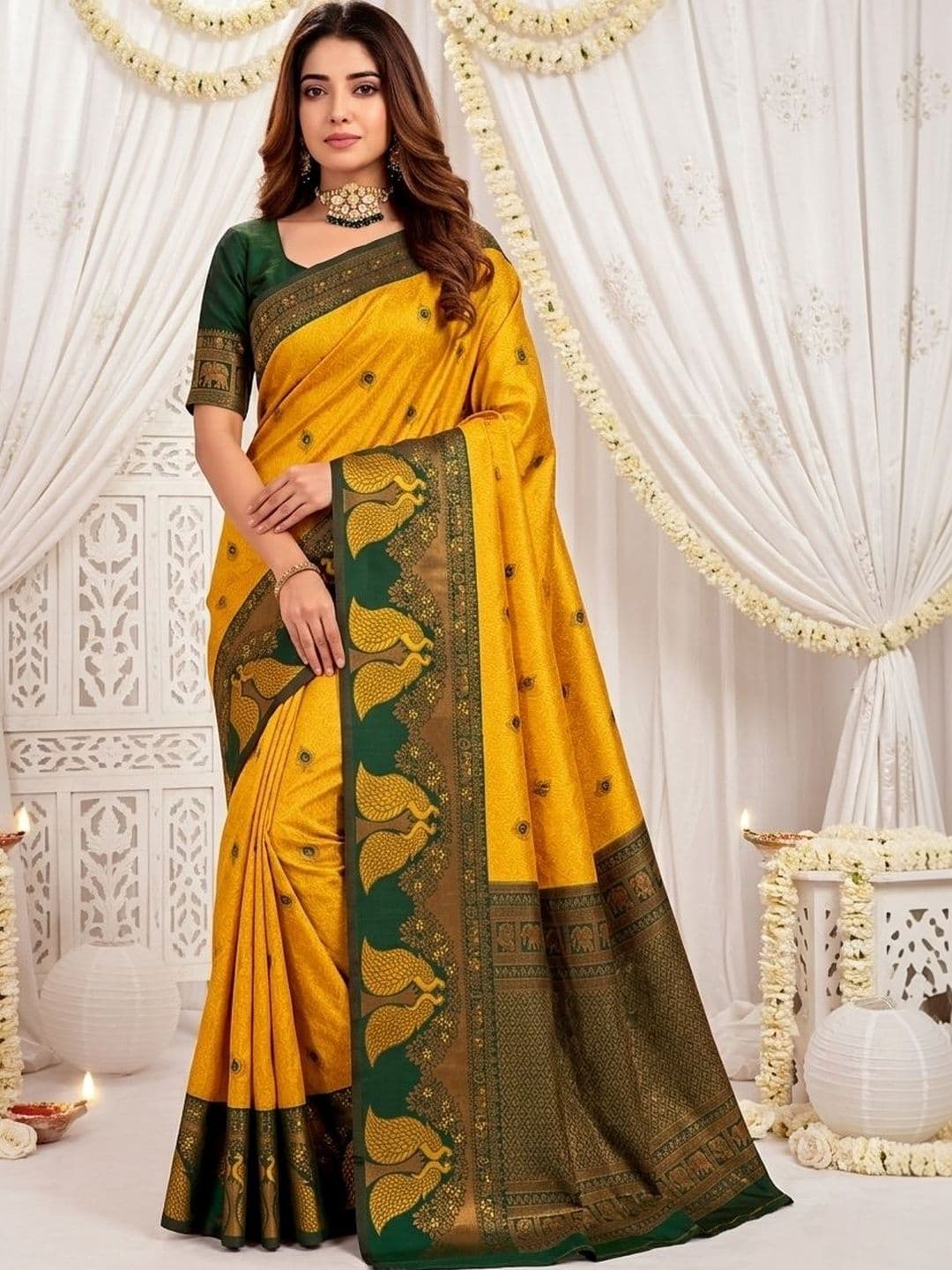 all about you Woven Design Zari Silk Blend Designer Banarasi Saree - view 1