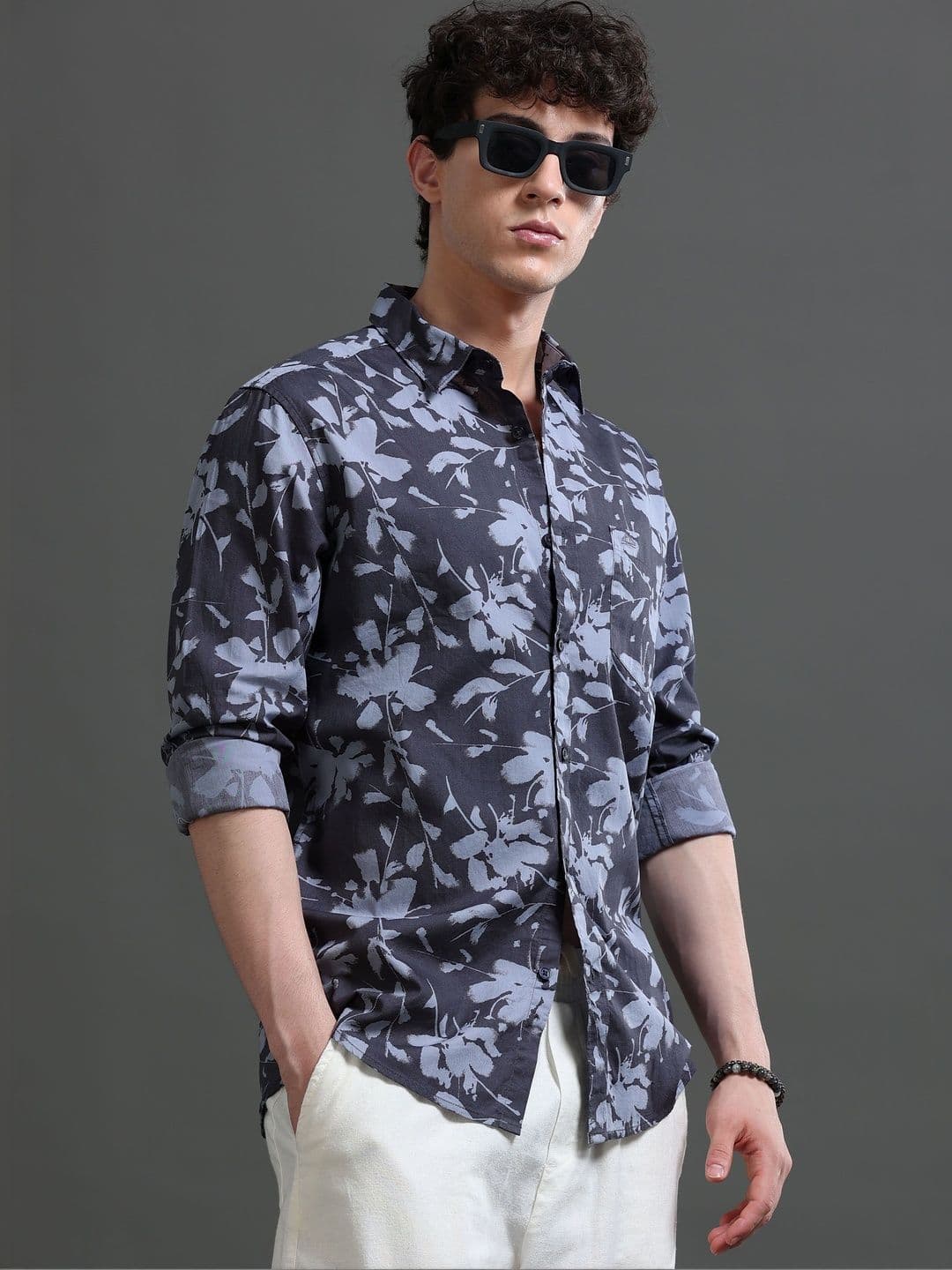 British Club Men Smart Slim Fit Floral Printed Casual Shirt - view 1