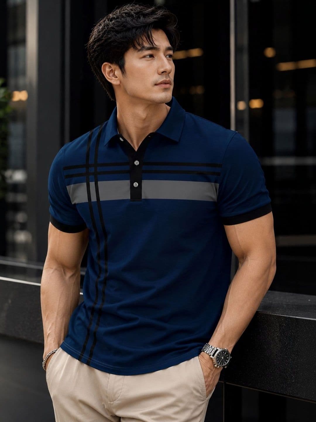Moda Rapido Men Colourblocked Polo Collar T-shirt - view 1