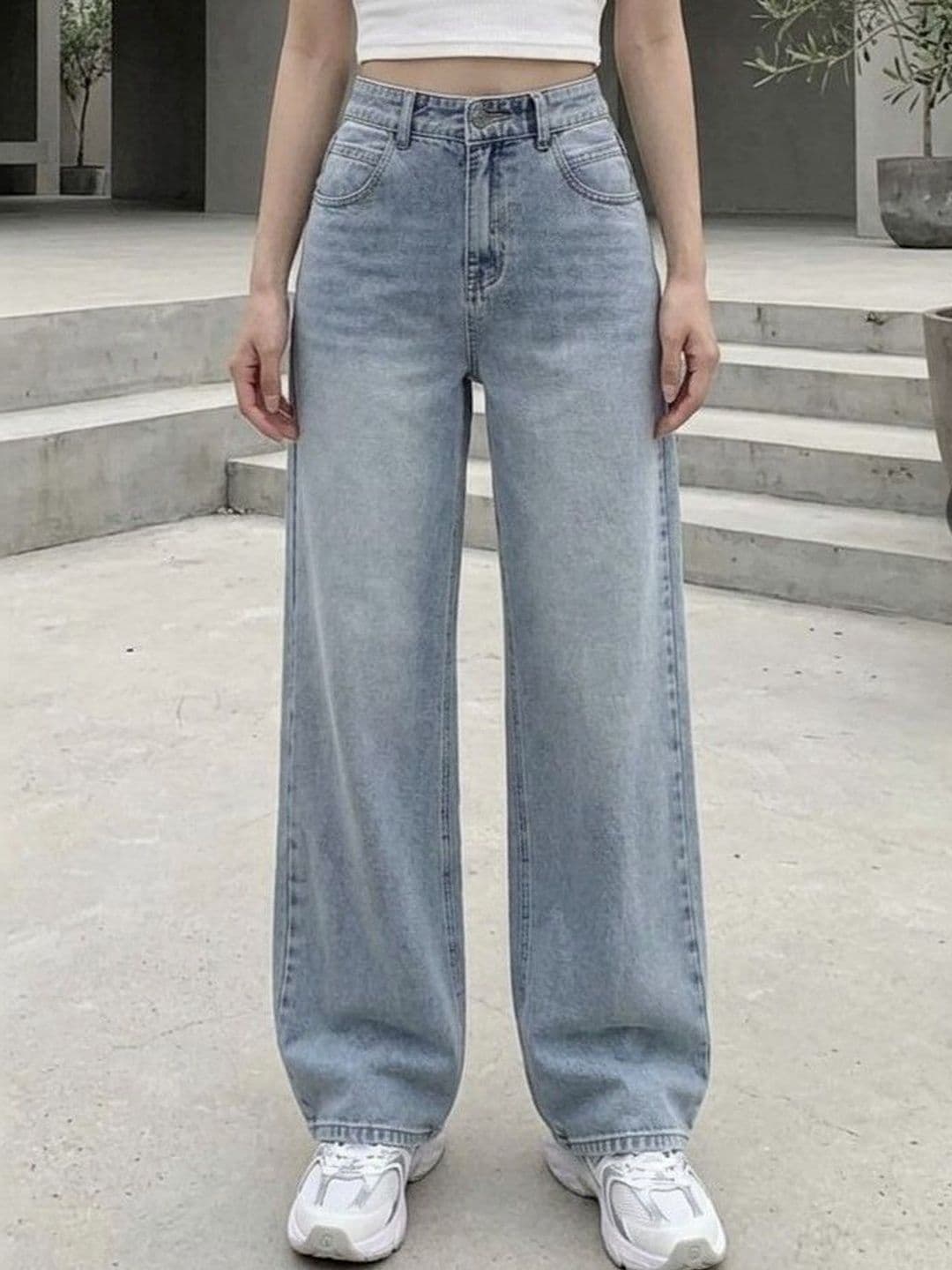 MERCEL Women Smart Wide Leg High-Rise Light Fade Stretchable Jeans - view 1