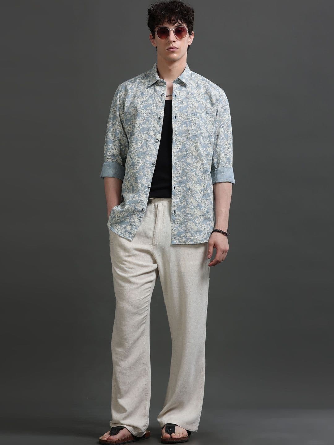 British Club Men Smart Slim Fit Floral Printed Casual Shirt - view 1