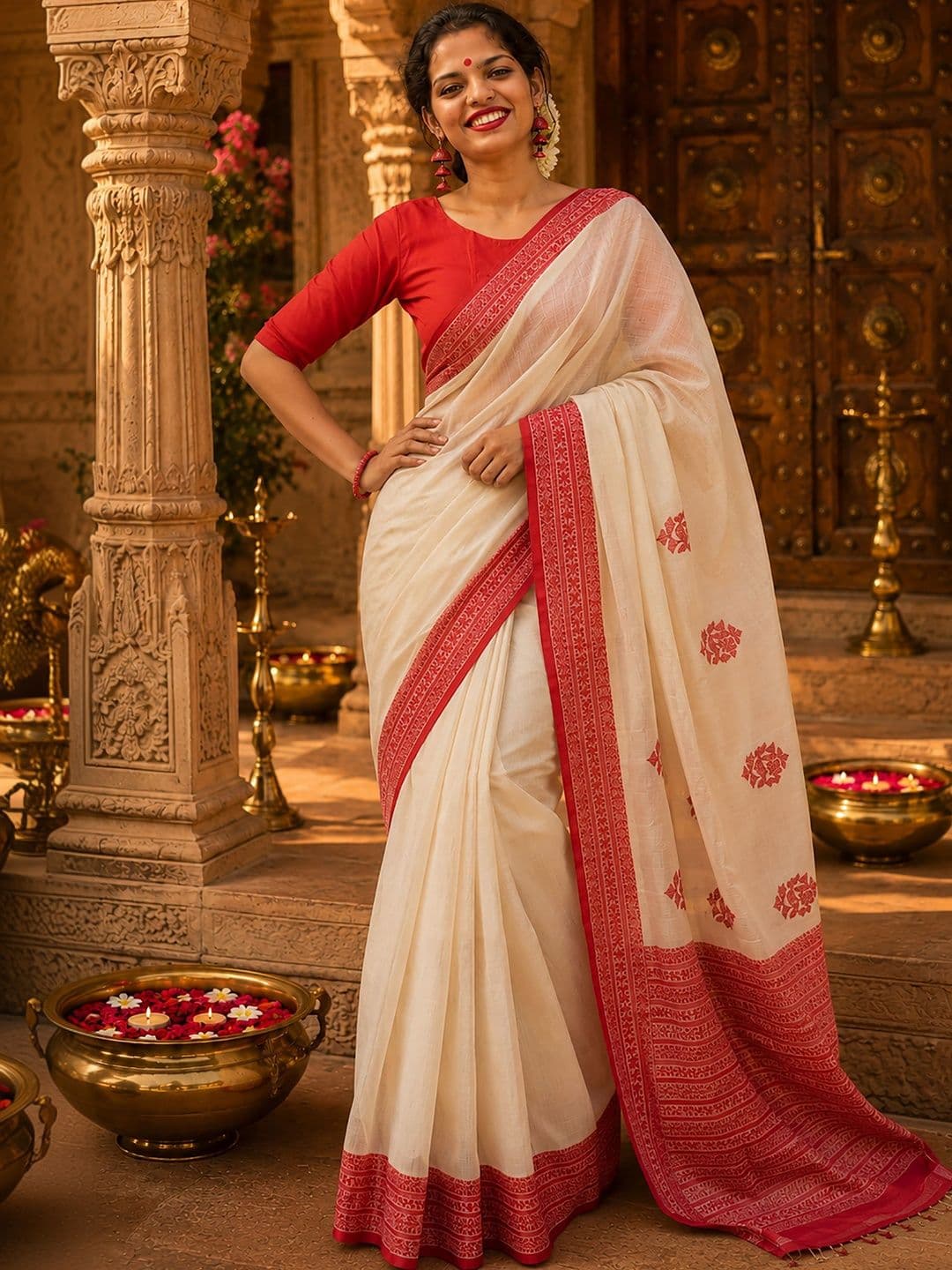 Dhaaga Ghar Floral Designer Kanjeevaram Saree - view 1