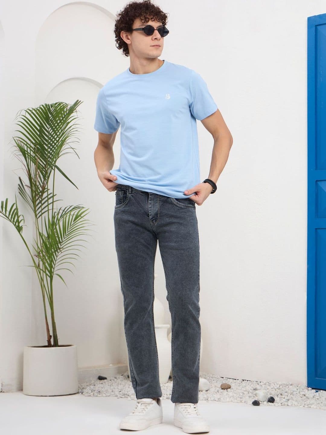 THE CRUSH OF FASHION Men Dark Grey Slim Fit Mid-Rise Zip Fly Regular Length Denim Jeans - view 1