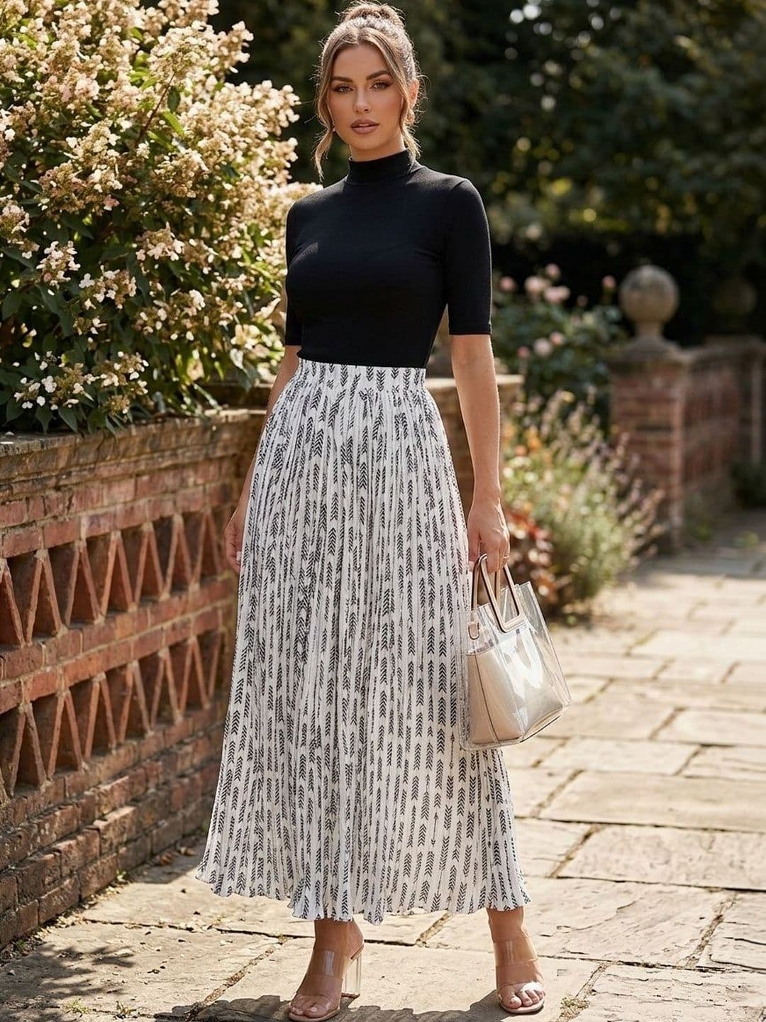 CORSICA Women Georgette Geometric Maxi Flared Skirt - view 1