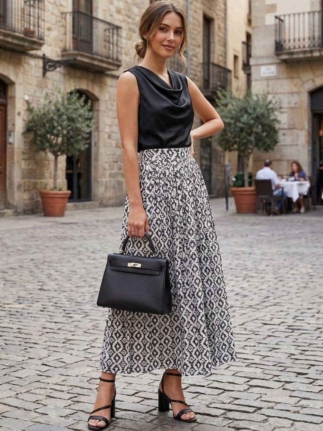 CORSICA Women Georgette Geometric Maxi A-Line Skirt - view 1