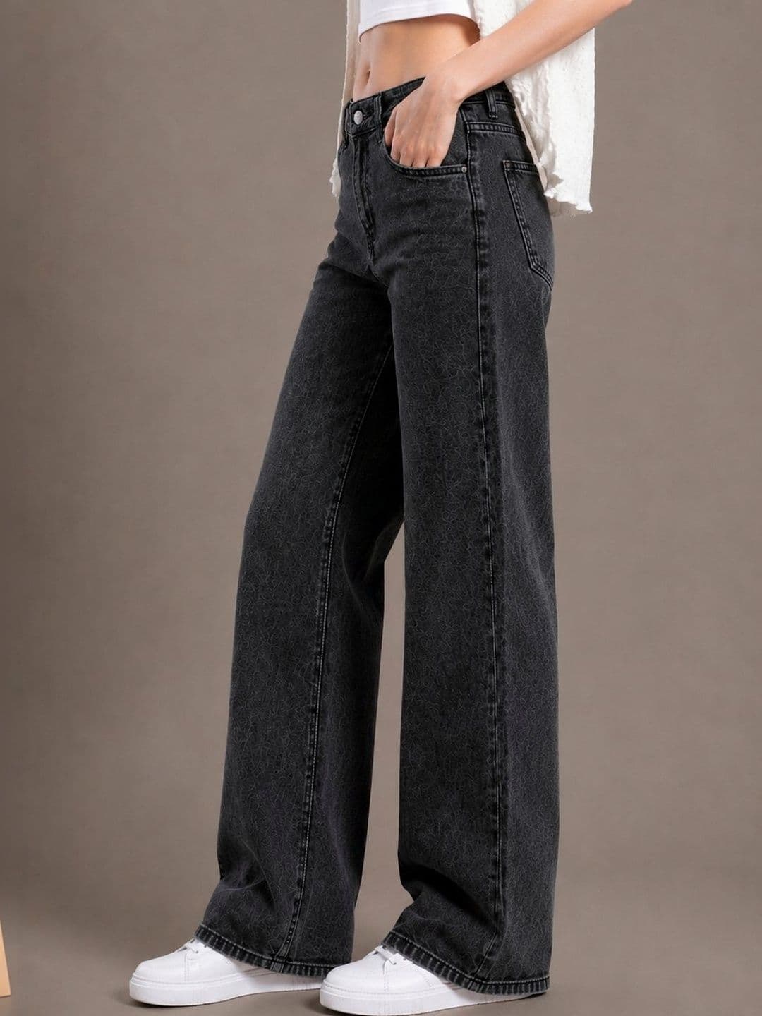 glitchez Women Comfort Wide Leg High-Rise Light Fade Stretchable Jeans - view 1