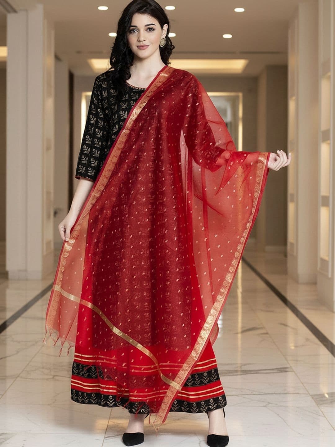 Moda Rapido Woven Design Dupatta with Zari - view 1
