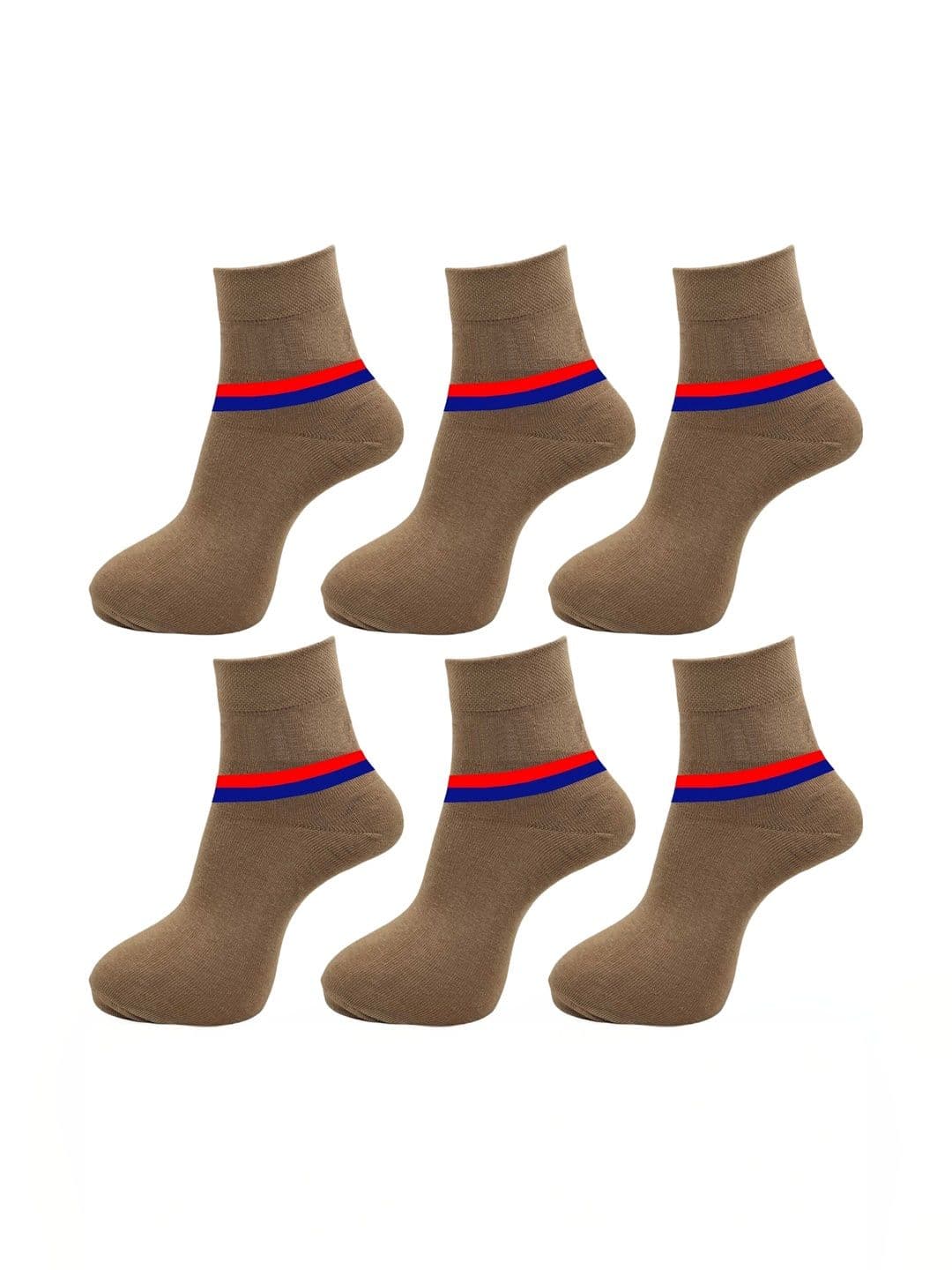 VAPINDIA Unisex Pack of 6 Cotton Striped Above Ankle Socks - view 1