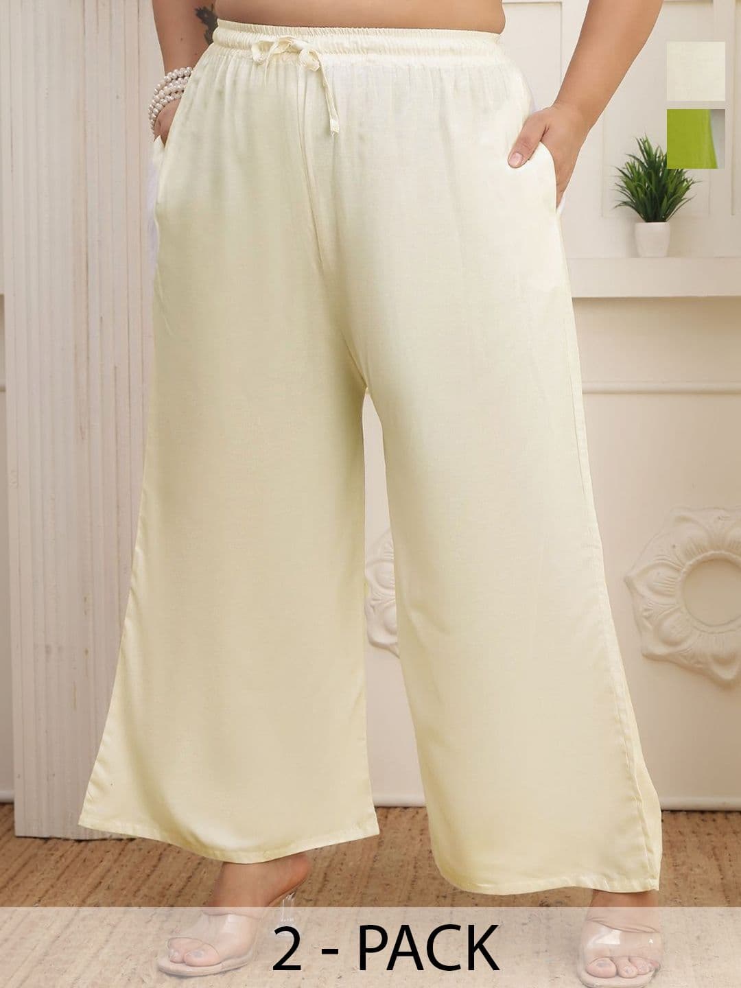 KALINI Women Pack Of 2 Flared Pocket Palazzos - view 1
