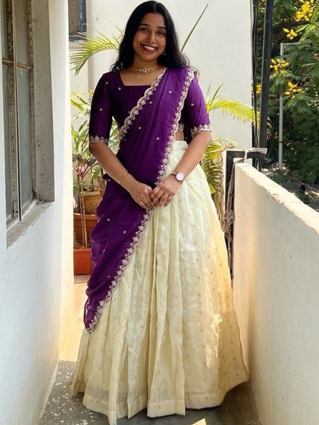NAVLAKHI Embroidered Sequinned Semi-Stitched Lehenga & Unstitched Blouse With Dupatta - view 1