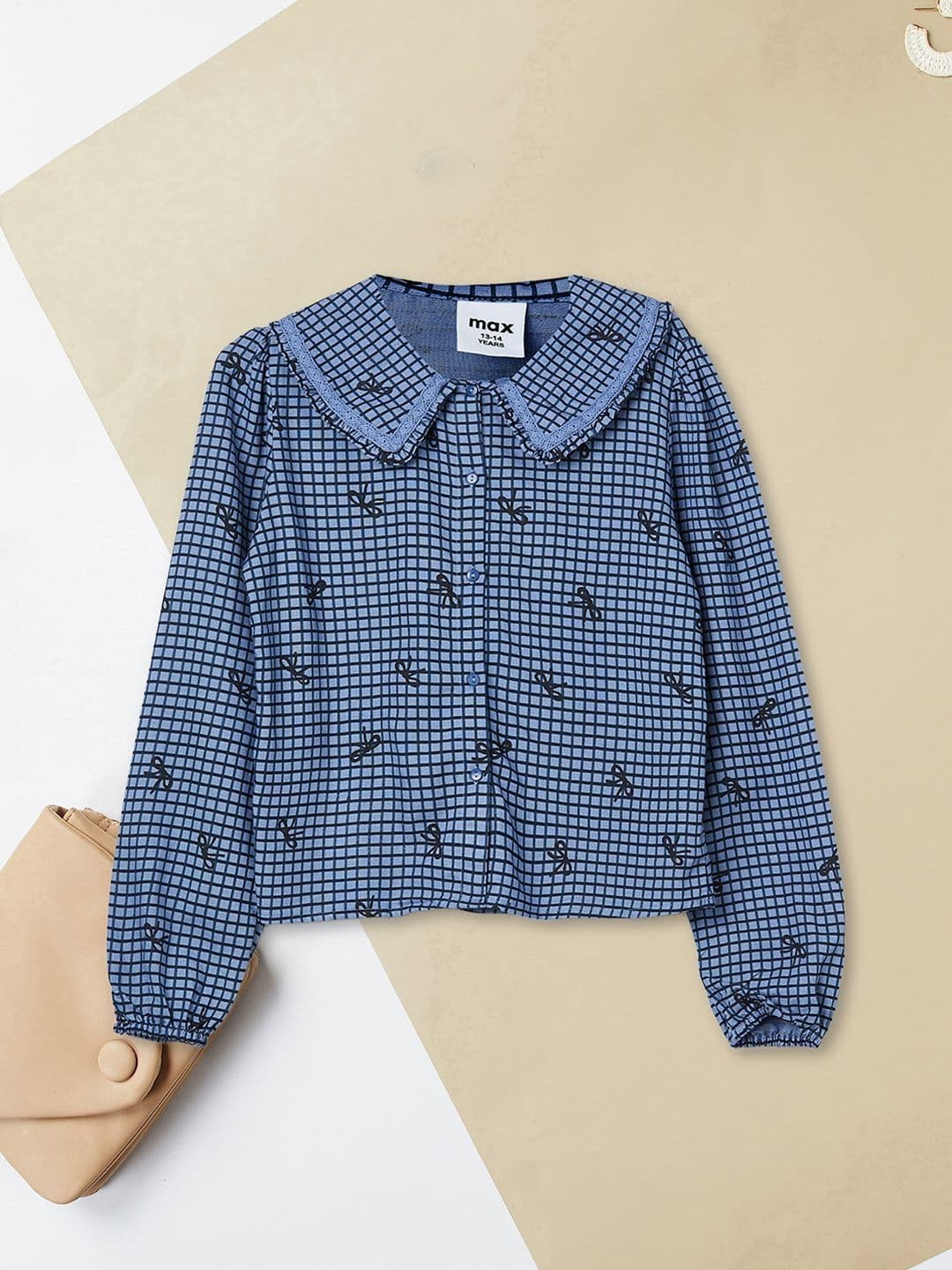 max Print Peter Pan Collar Ruffles Top - view 1