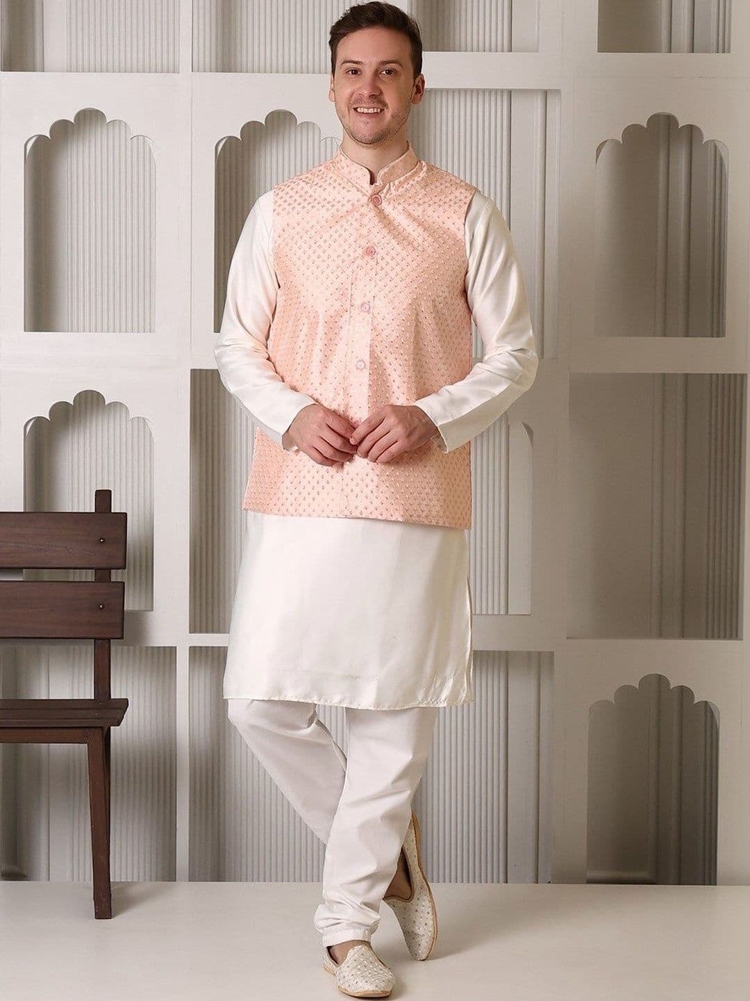 SHROBH Woven Design Satin Nehru Jackets - view 1