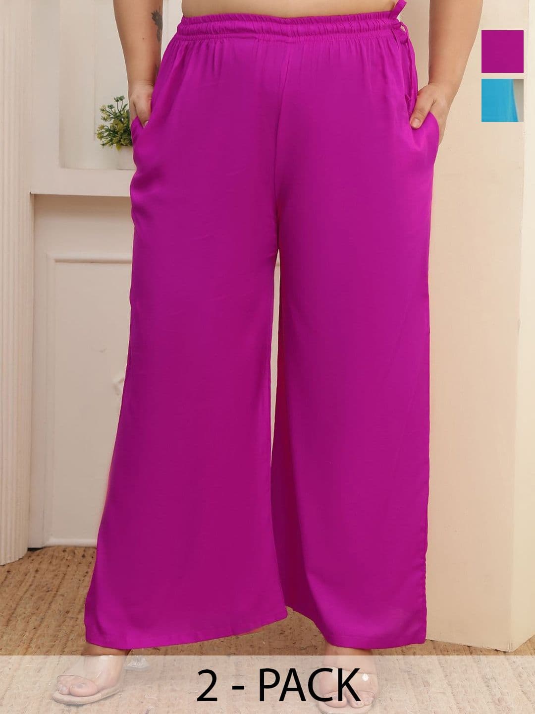 KALINI Women Pack Of 2 Flared Pocket Palazzos - view 1