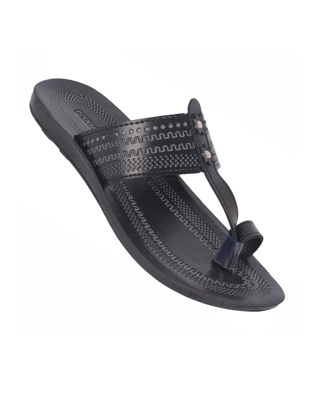 Poddar Men Men Black Casual Slip-On Sandals with Stylish Strap Design - view 1