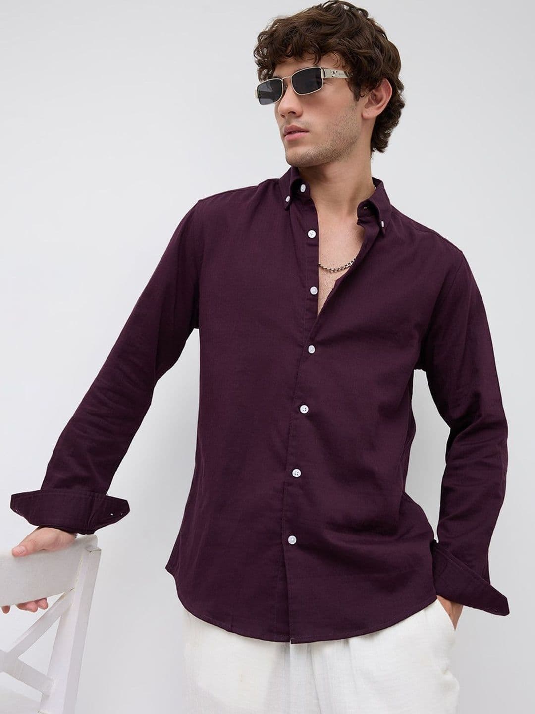 VASTRADO Matte Purple Button-Down Collar Business Shirt - view 1