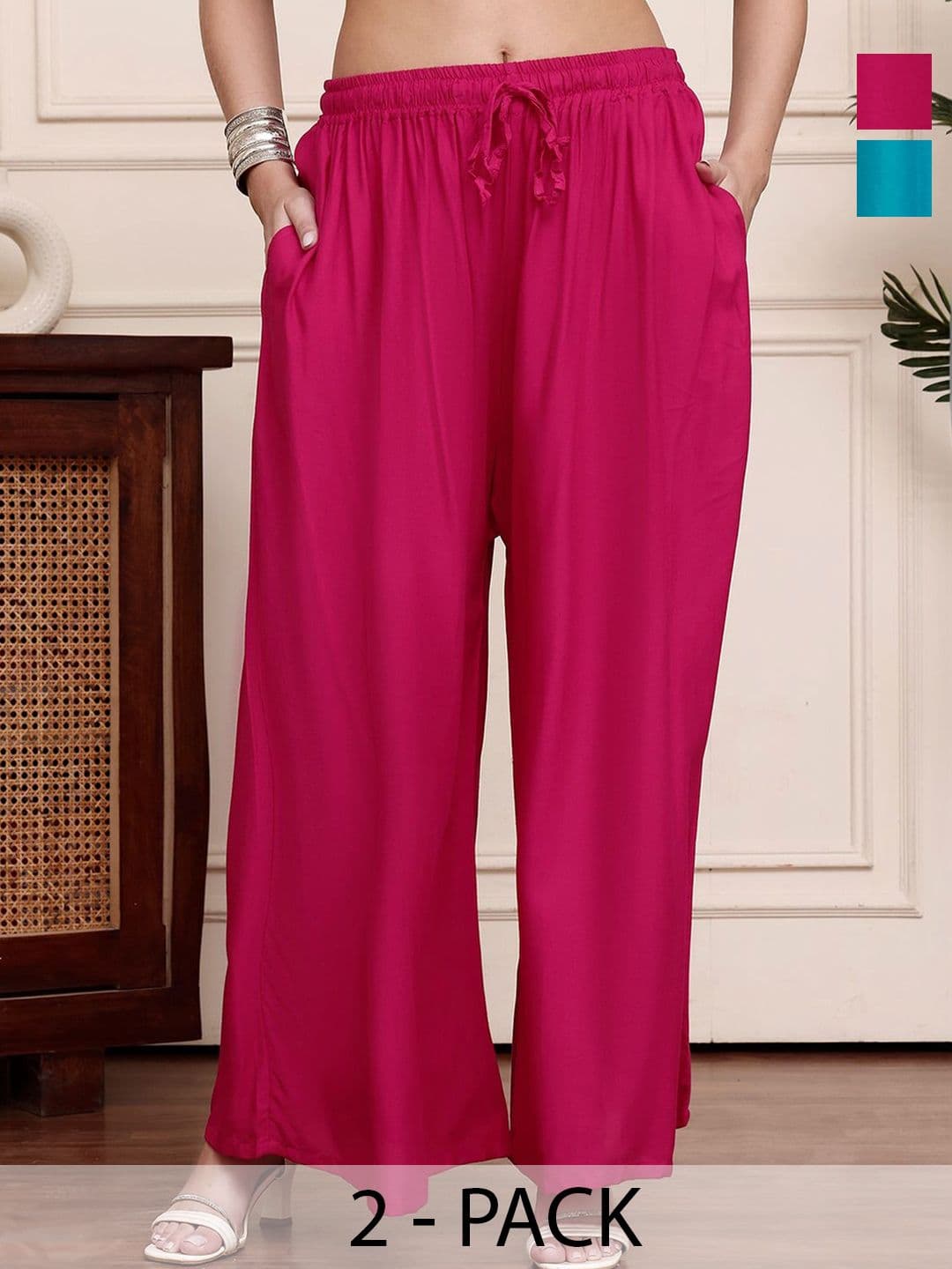 KALINI Women Pack Of 2 Flared Ethnic Palazzos - view 1