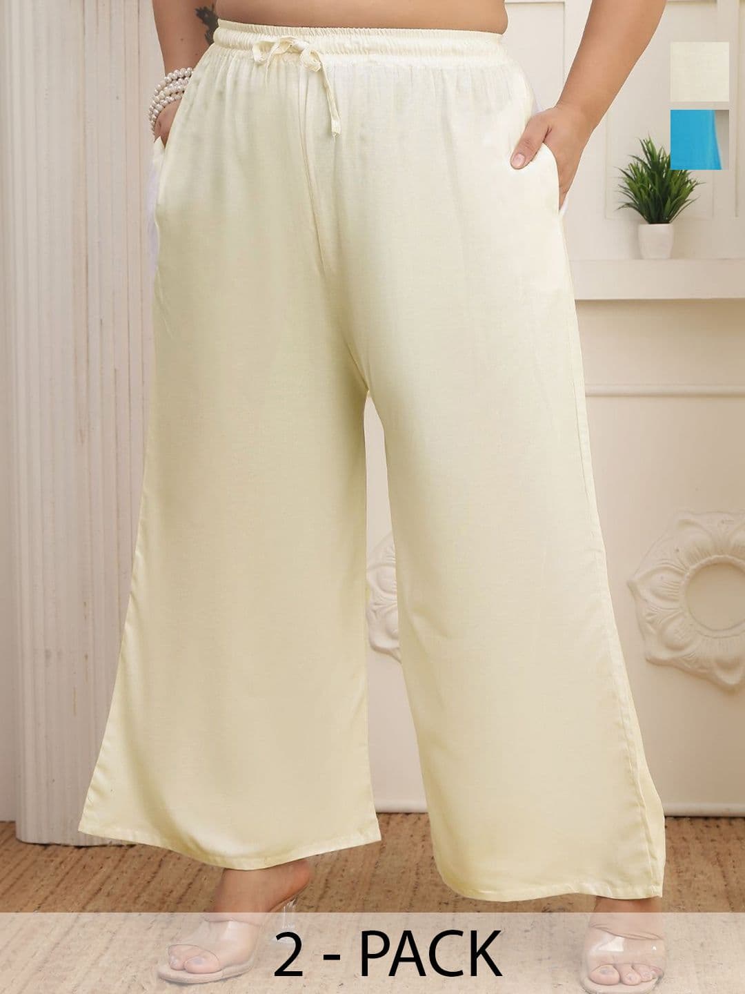KALINI Women Pack Of 2 Flared Pocket Palazzos - view 1