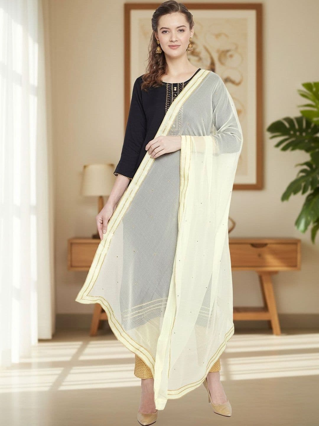 KALINI Dupatta with Sequinned - view 1