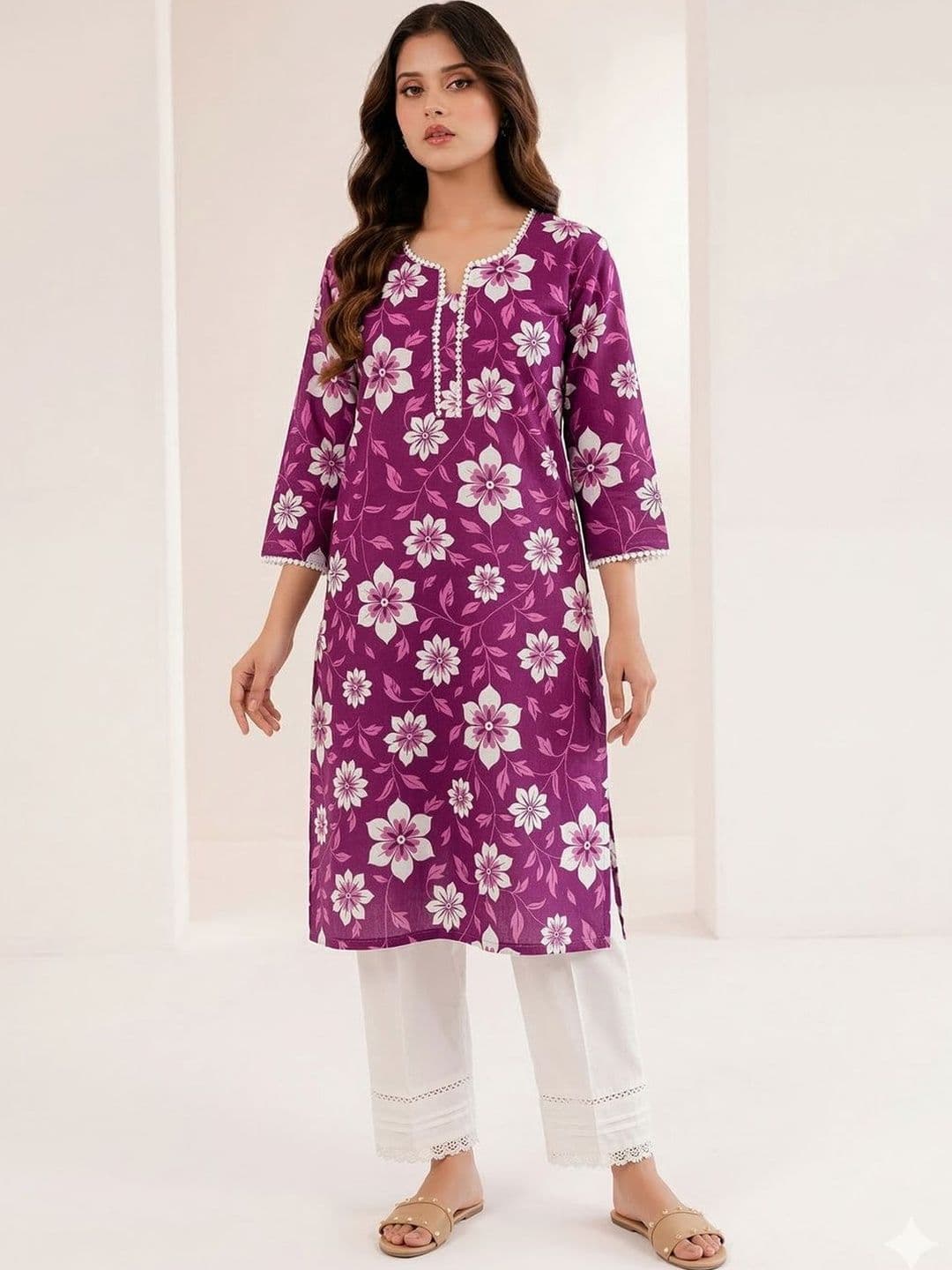 VROEGER Women Floral Printed Straight Kurta - view 1