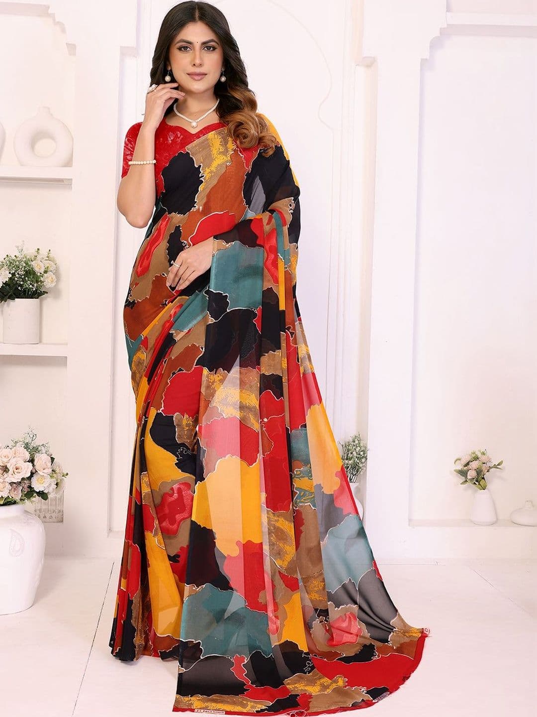 ANAND SAREES Poly Georgette Designer Saree - view 1