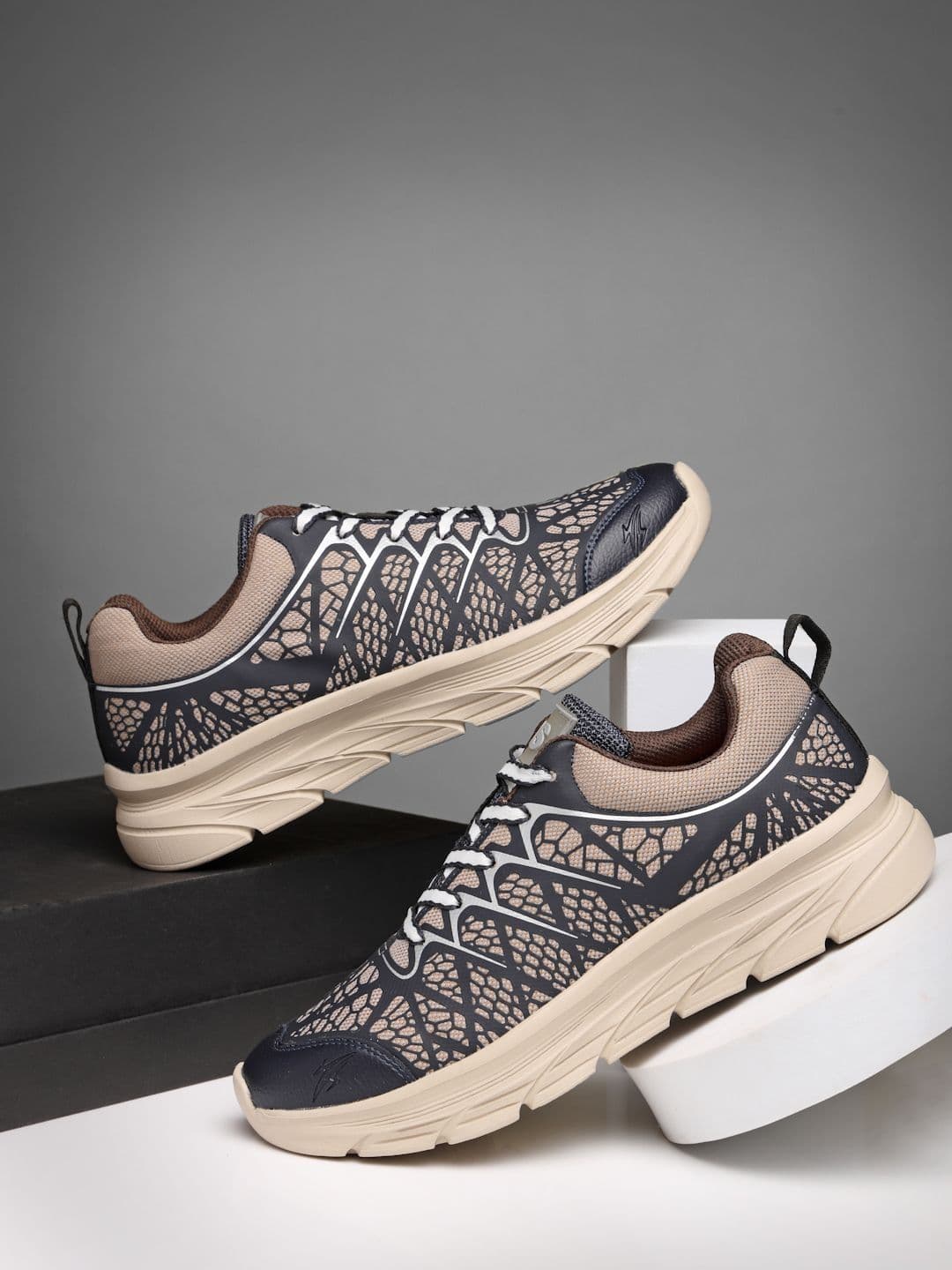 HOS Men FLORIO Textured PU Coated Leather Sneakers Lace-Up Casual Daily Wear Shoes - view 1
