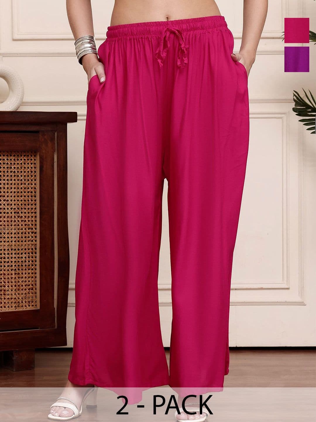 KALINI Women Pack Of 2 Flared Ethnic Palazzos - view 1
