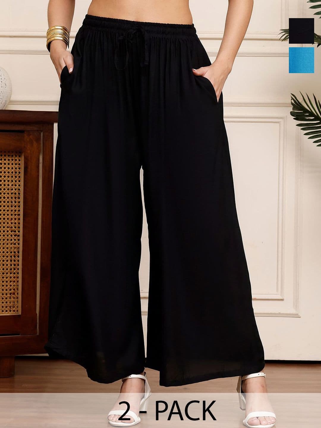 KALINI Women Pack Of 2 Flared Ethnic Palazzos - view 1