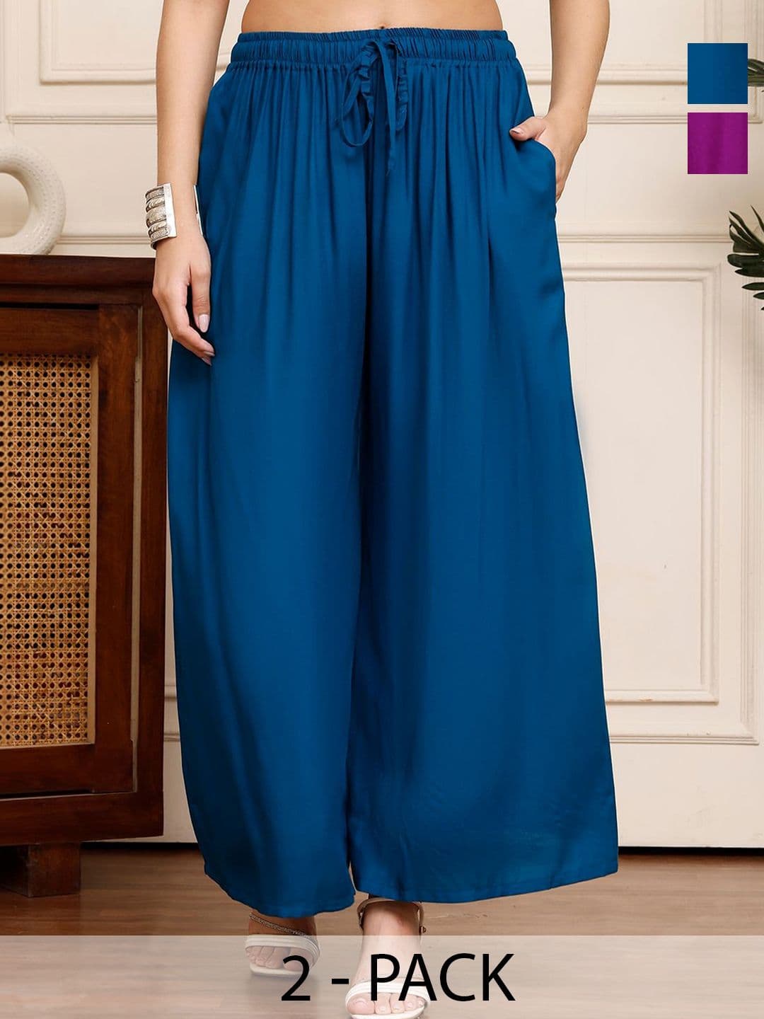 KALINI Women 2 Flared Ethnic Palazzos - view 1