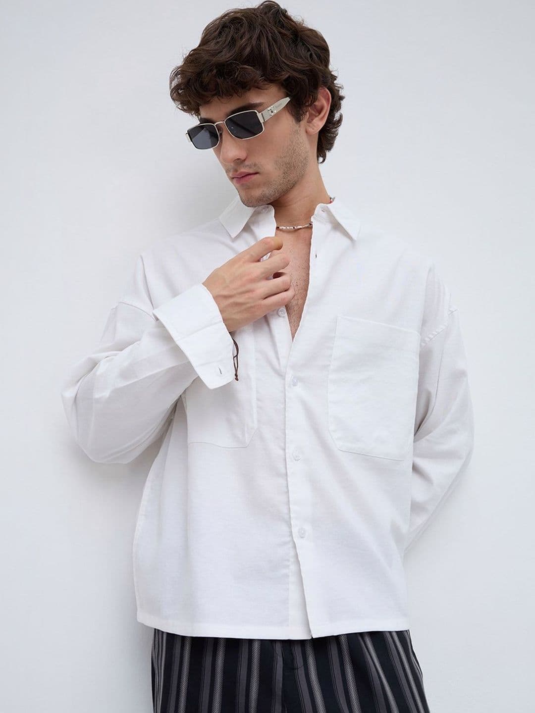 VASTRADO Essential White Crop Boxy Fit Utility Shirt - view 1