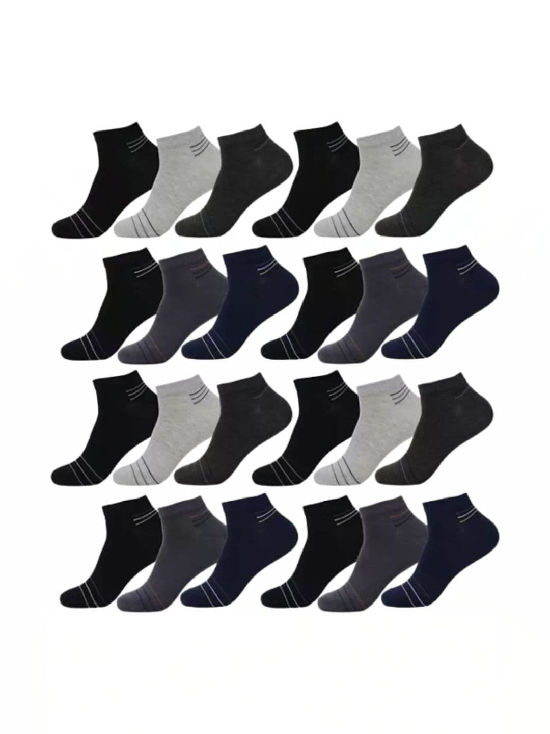 VAPINDIA Unisex Pack of 6 Cotton Striped Ankle Length Socks - view 1