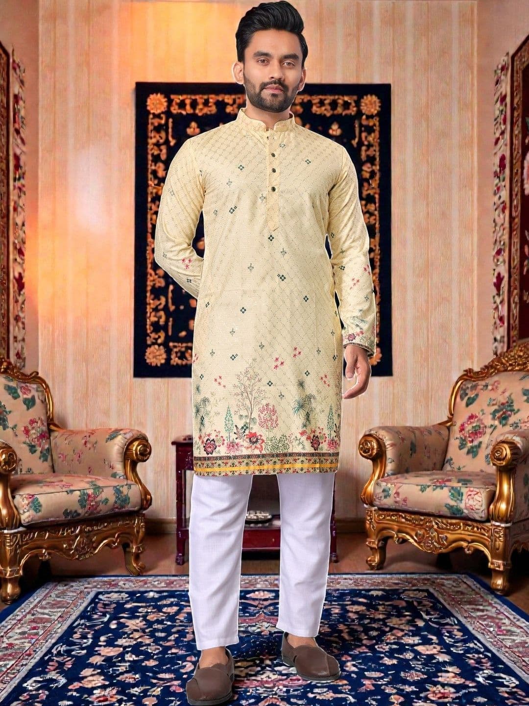 MAITHILI CREATION Men Floral Printed Indie Florals Kurta - view 1