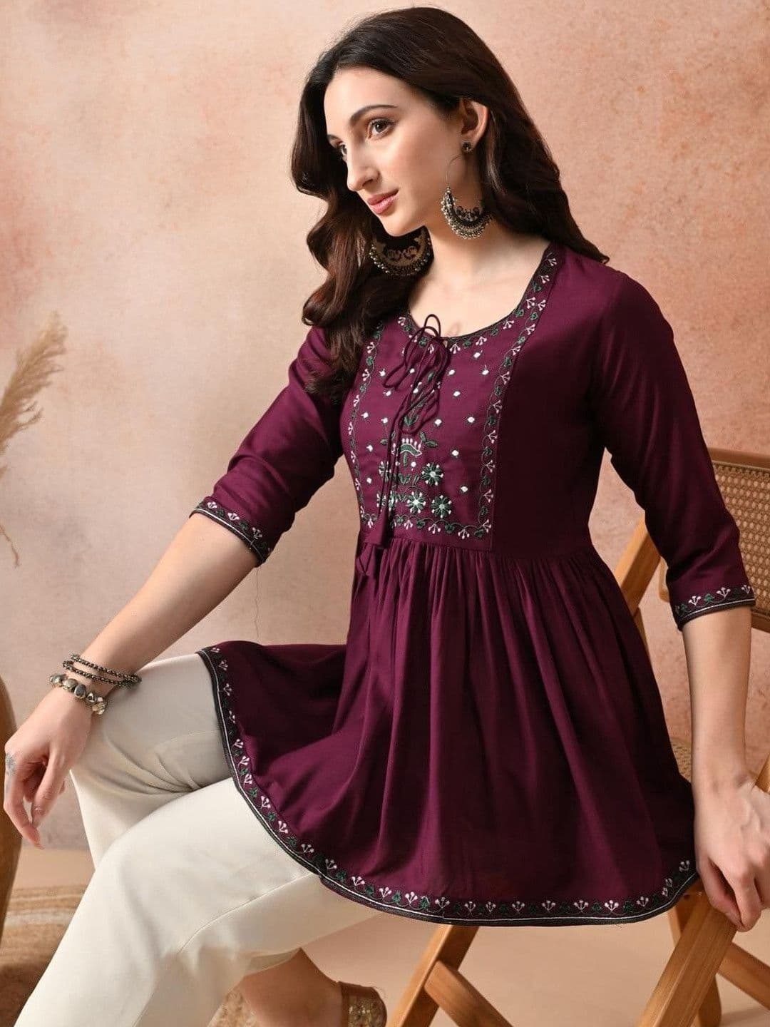 Anouk X fwd Ethnic Motifs Embroidered Thread Work Thread Work Empire Kurti - view 1