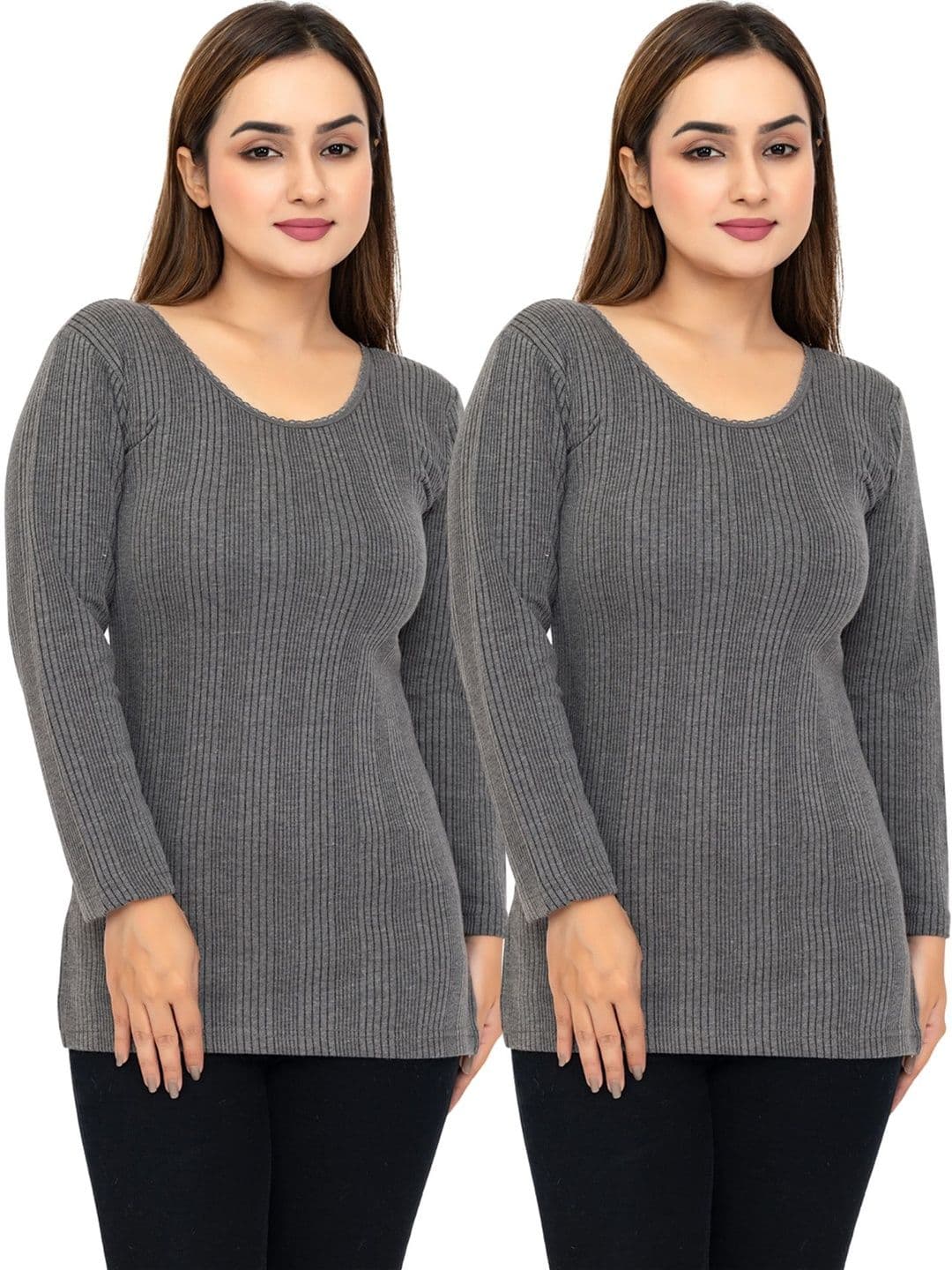 HIMYUG Pack Of 2 Cotton Round Neck Thermal Tops - view 1