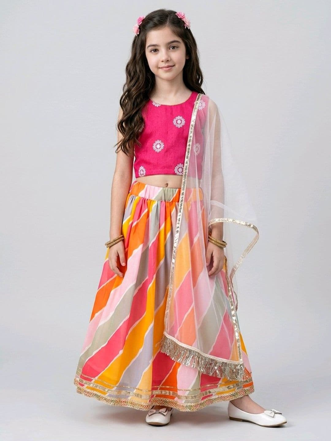 KALINI Girls Embroidered Sequinned Ready to Wear Lehenga & Blouse With Dupatta - view 1
