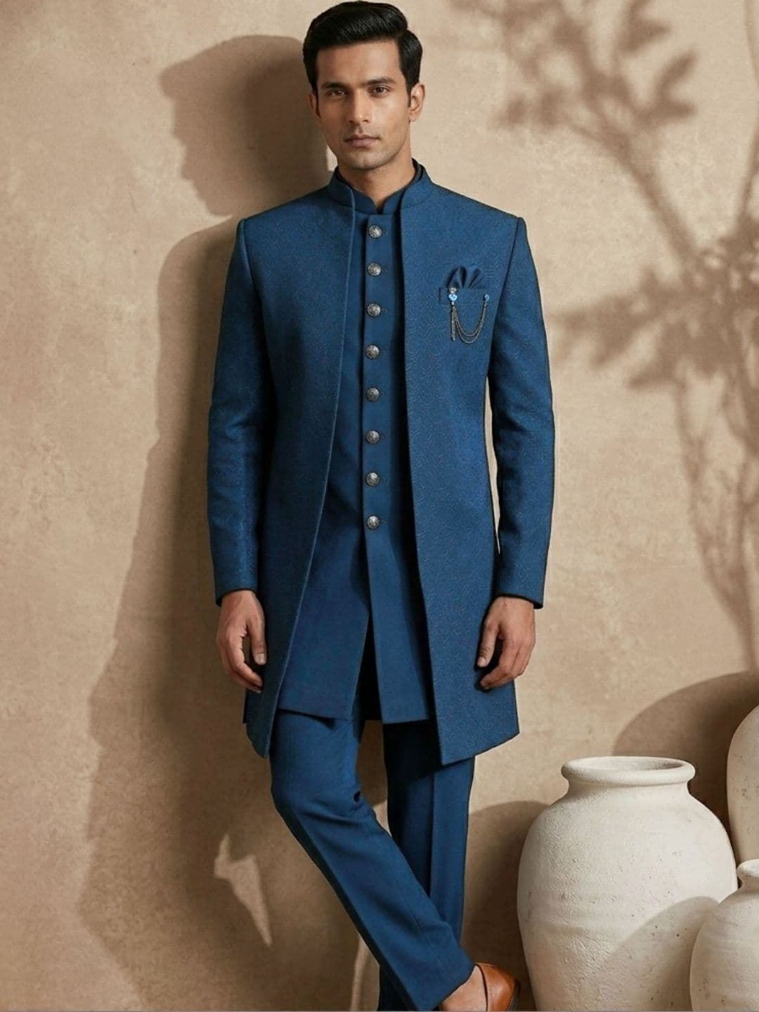 TRIANGLE Jodhpuri Self-Designed Long Sleeves Sherwani - view 1