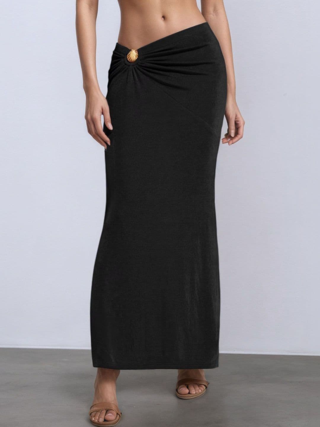 Suo Women Draped Maxi Straight Skirt - view 1