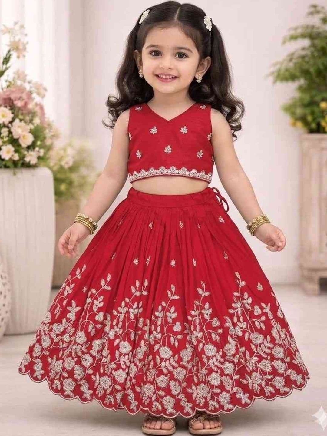 KALINI Girls Embroidered Thread Work Ready to Wear Lehenga & - view 1