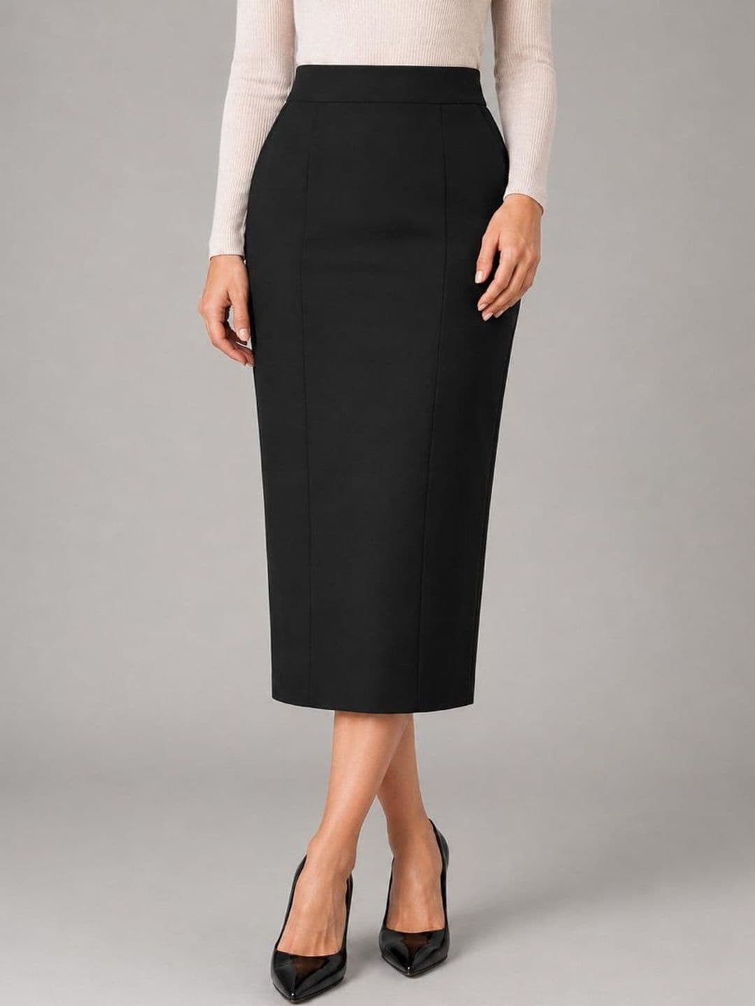 Trend Level Women Scuba Back Slit Midi Pencil Skirt - view 1