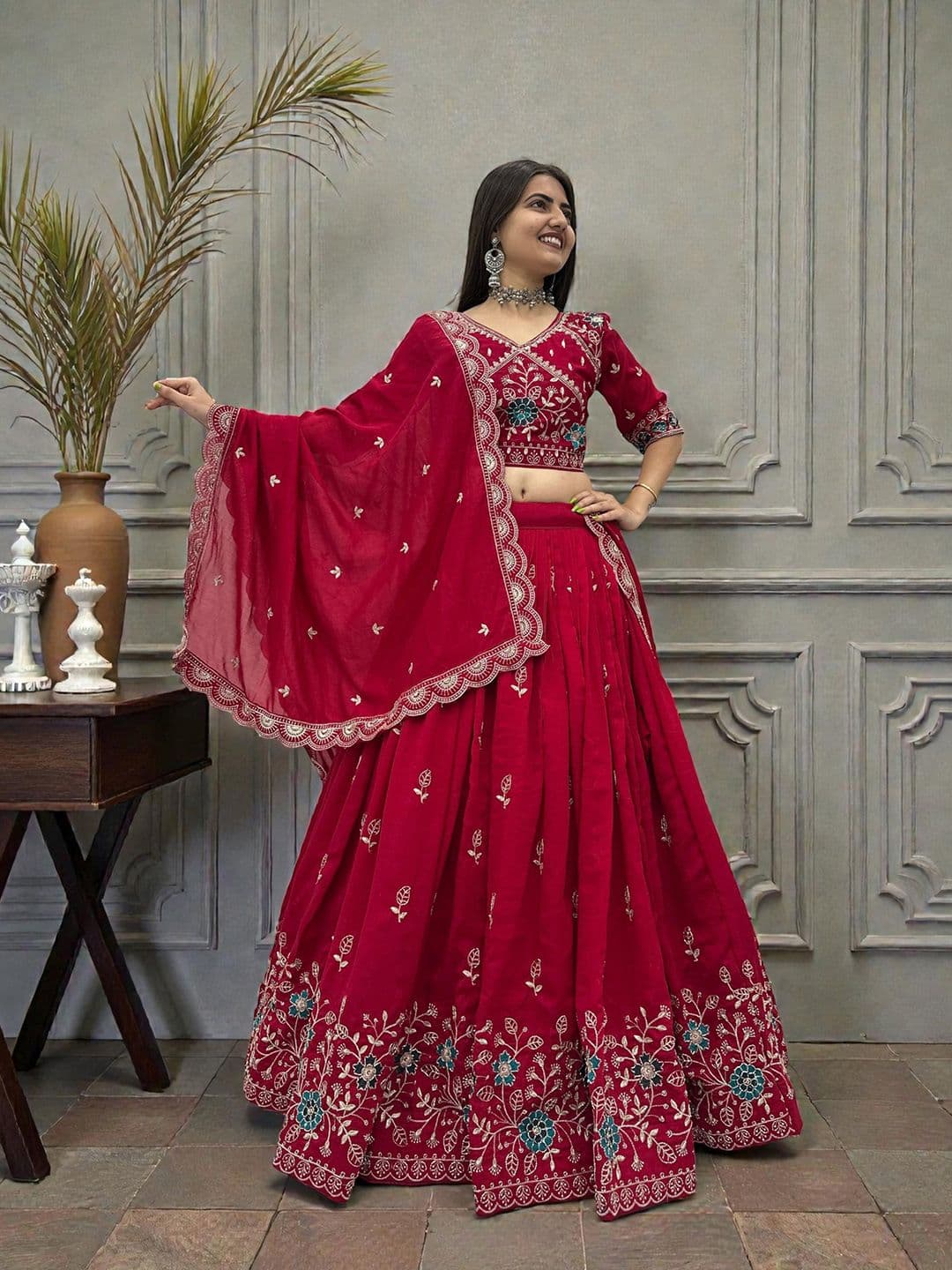 all about you Embroidered Ready to Wear Lehenga & Blouse With Dupatta - view 1