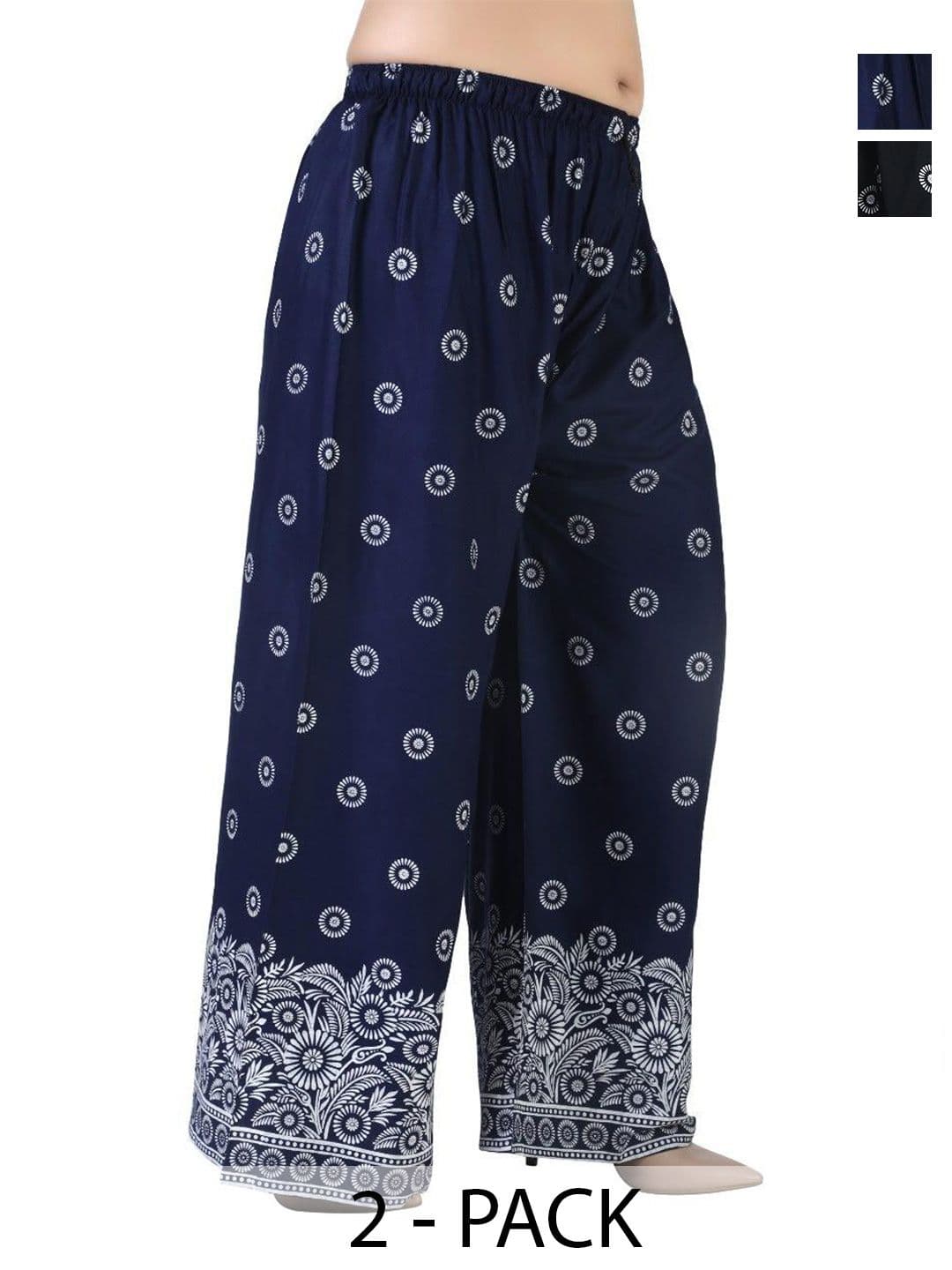 BINISH Women 2 Floral Printed Chambray Palazzos - view 1