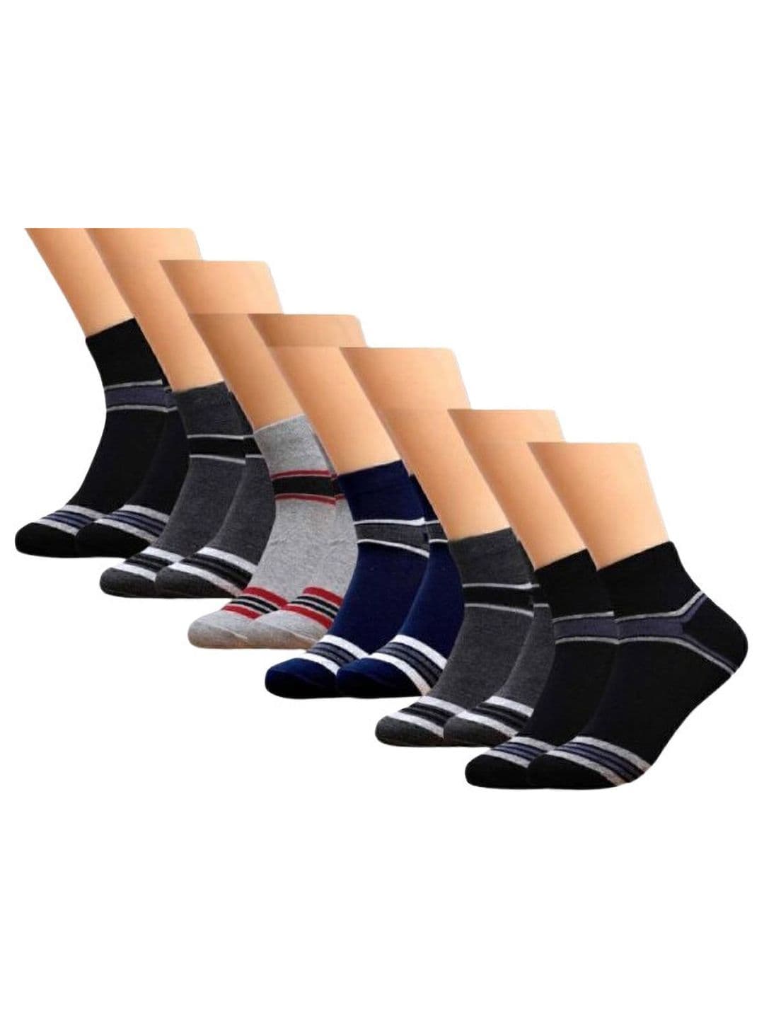 VAPINDIA Men Pack of 6 Cotton Striped Ankle Length Socks - view 1