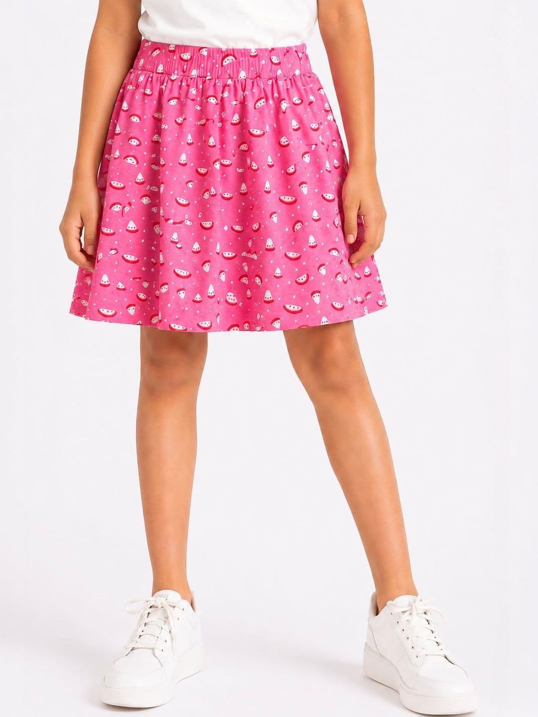 CHILINS Girls Pure Cotton Graphic Micro or Ditsy Print Above Knee A-Line Skirt - view 1
