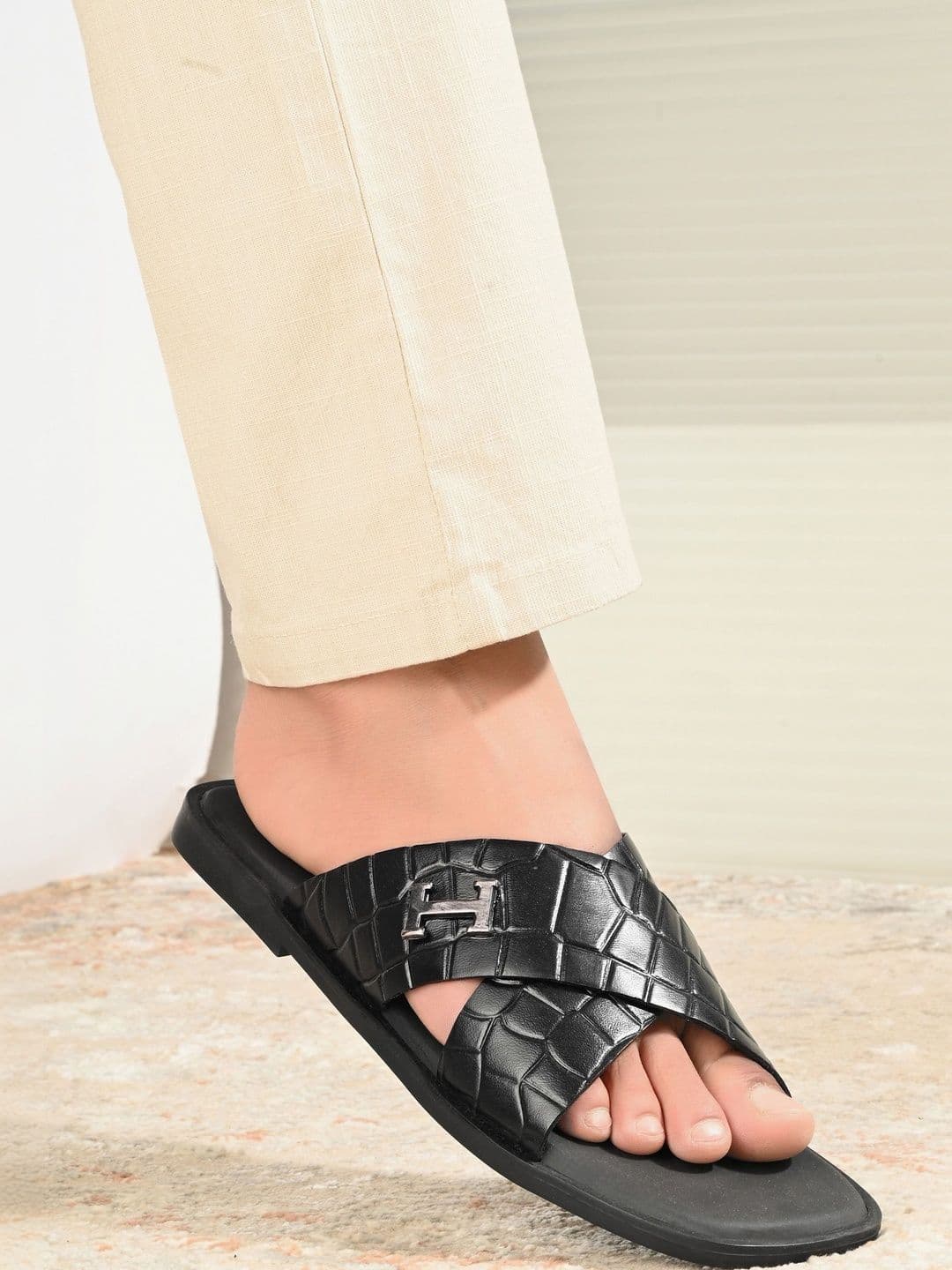 House of Pataudi Men Leather Shoe-Style Sandals - view 1