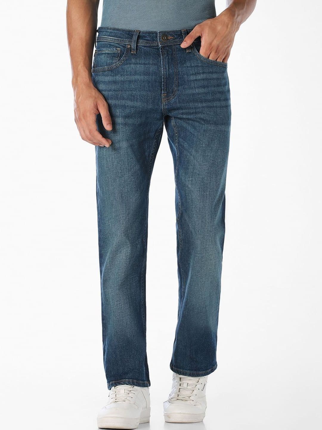 Jack & Jones Men Regular Fit Low-Rise Light Fade Stretchable Jeans - view 1